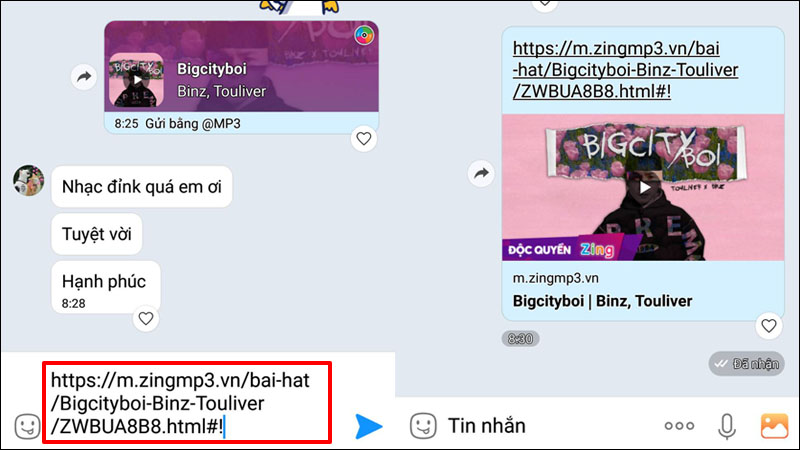 Dán liên kết bài hát vừa sao chép